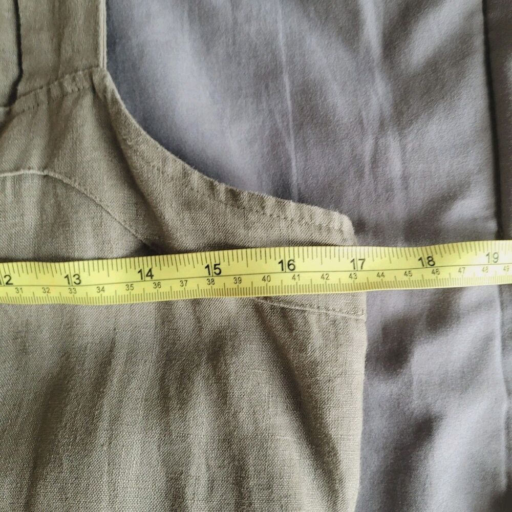 Everlane Picnic Linen Jumpsuit Womens 2 Olive Green Button Front Wide Leg Crop - Picture 7 of 10